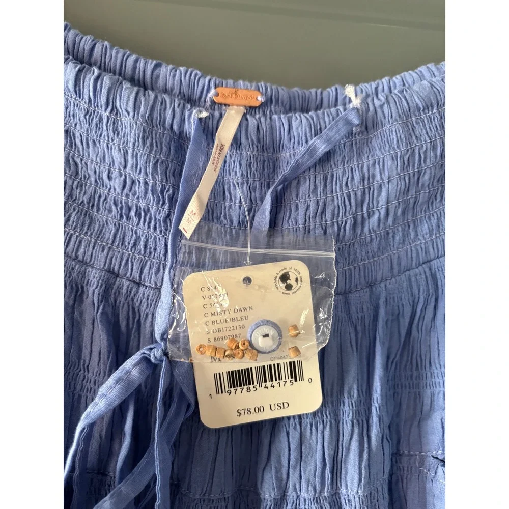 NWT** Free People In Paradise Wide Leg Pant Parachute Misty Dawn Medium Gauze